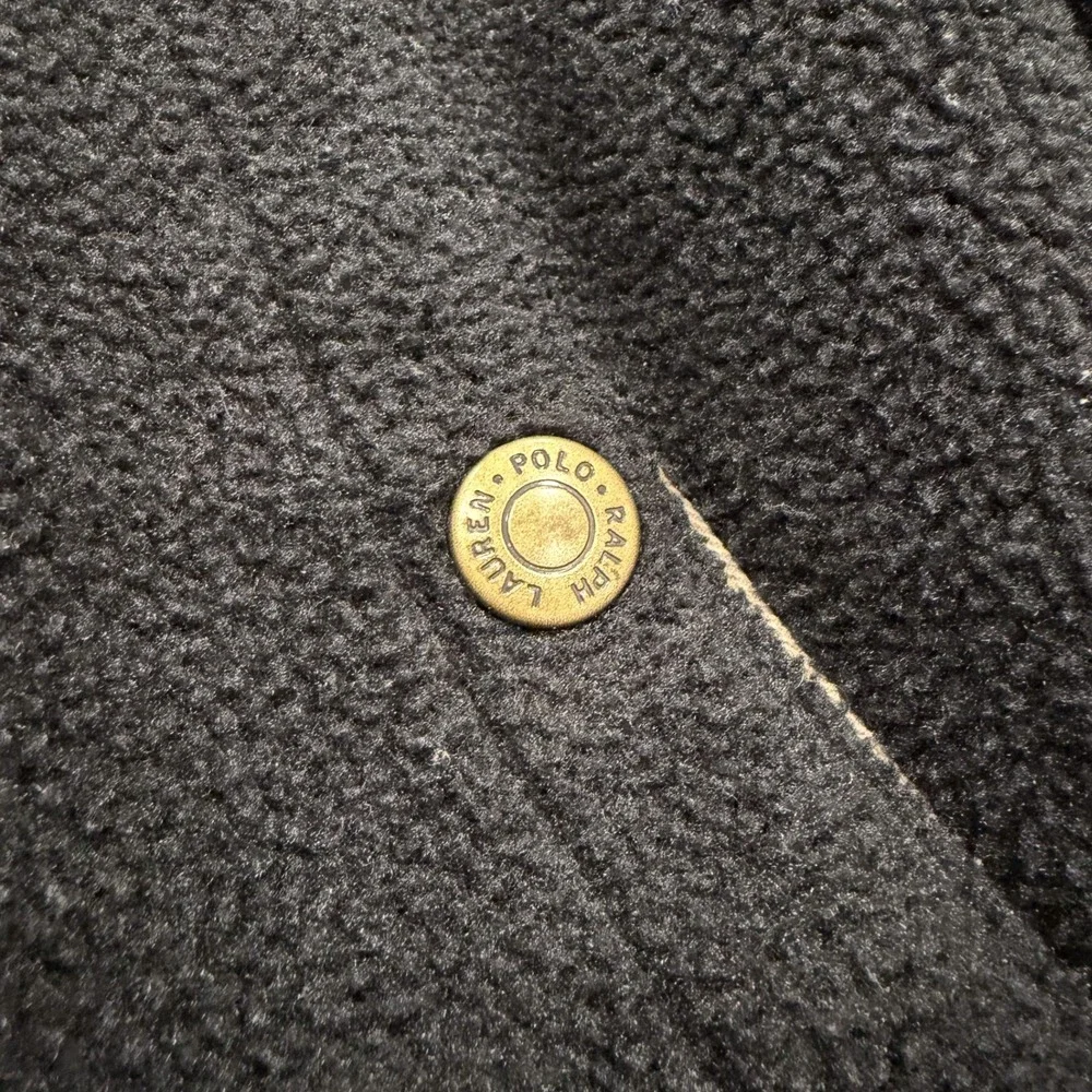 Vintage Polo Ralph Lauren Jacket Mens L Black Fleece Full Zip